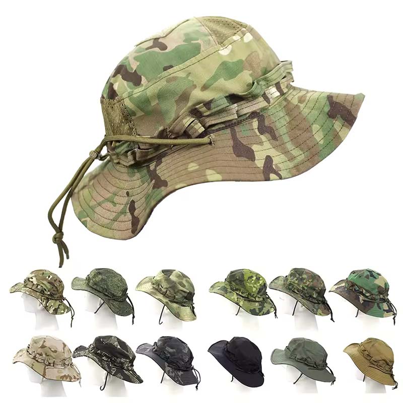Boonie Hat Tactical - Outdoor-Eimerhut, Tarnmuster-Boonie-Hut, Verdickter Fischerhut, Airsoft-Jagd-, Wander-,