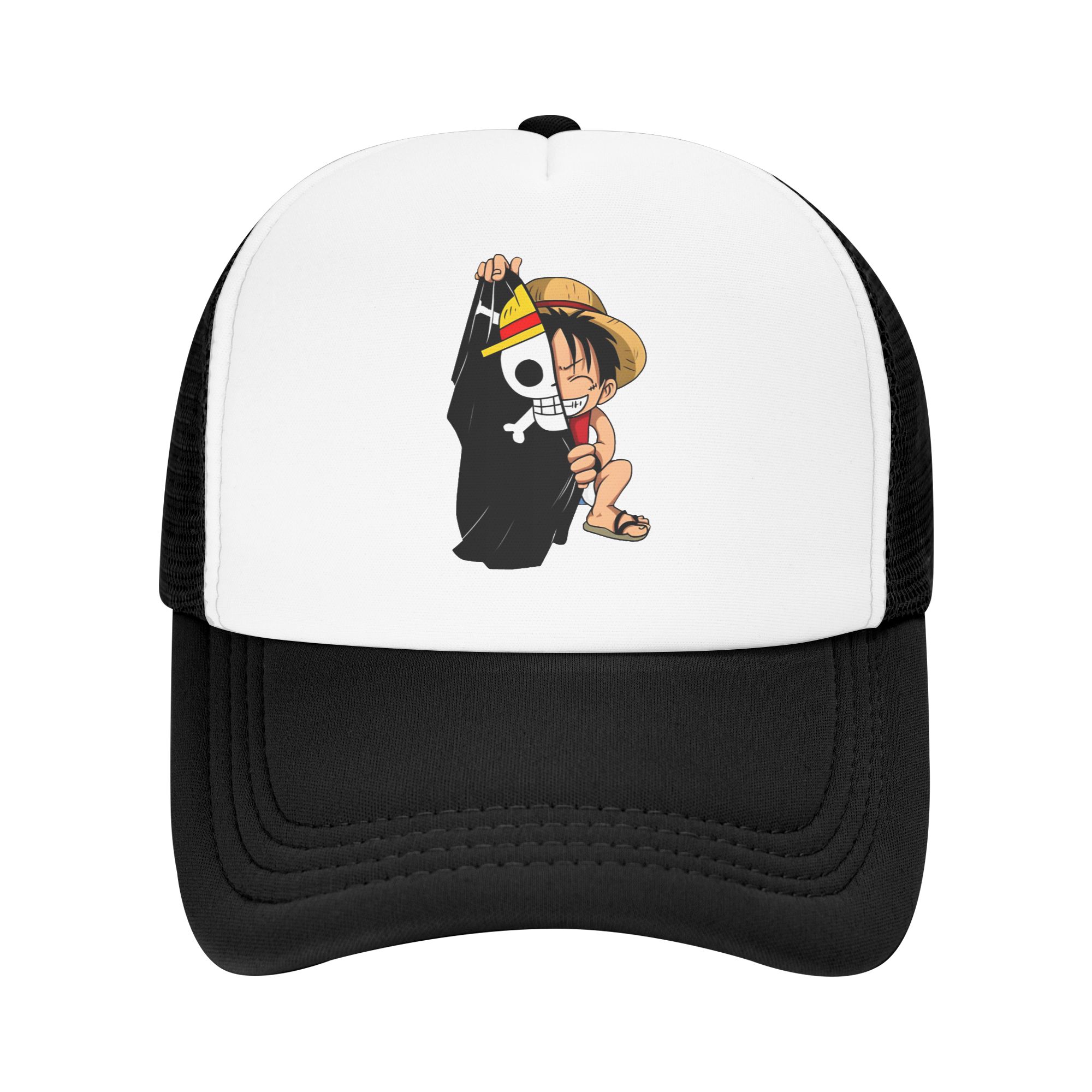 Trucker Cap Mesh - One Piece Luffy Schaumstoff-Mesh-Trucker-Mütze, trendige Unisex-Kühl-Mesh-Rückseite,